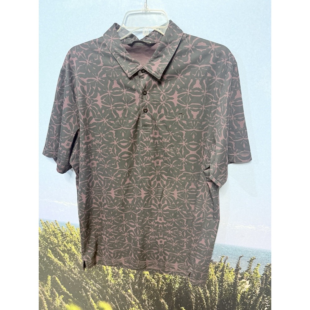 Travis Mathew Mens Vine City Plum Polo Shirt Dark Tropics Floral Size XL